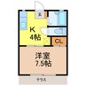 コーポ紫陽花 1Kの間取り