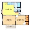 昇龍コーポ 2DKの間取り