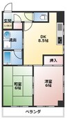 東口ハイツ 2DKの間取り