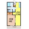 コーポ潤 1LDKの間取り