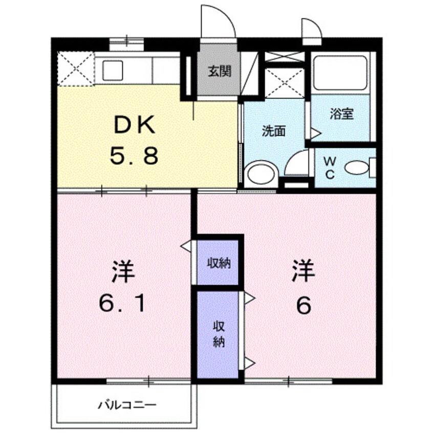 間取図 アプリコットＫＯＢＯＲＩ　２