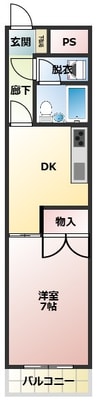 グランドハイツ鶴田 1DKの間取り