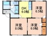 リリーハウス 3DKの間取り