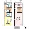 リースランドテクノ Ｇ 1DKの間取り
