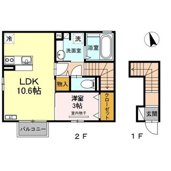 間取図 東北本線<宇都宮線>/宇都宮駅 バス17分越戸下車:停歩4分 2階 築7年