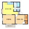 昇龍コーポ 2DKの間取り