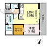 ミモザハウスⅢ 1LDKの間取り