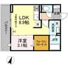 ミモザハウスⅢ 1LDKの間取り