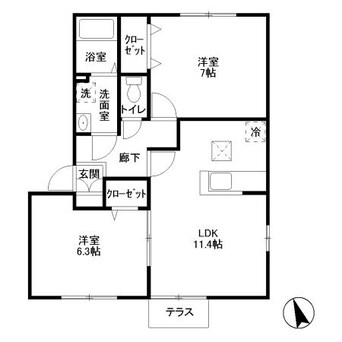 間取図 Ｄ’フレアタウン長宮 Ⅲ