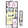 ＴＨ　らいと 2LDKの間取り
