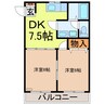 パラシオンⅠ 2DKの間取り