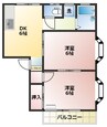 フラワーハイツ 2DKの間取り