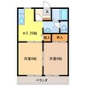 セジュール長尾B 2DKの間取り