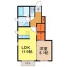 ディアコート結城H棟 1LDKの間取り