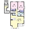 シャン・ド・フルール壱番館 2LDKの間取り