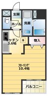 ルネッサンス犬塚 1Kの間取り