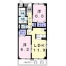 エトワール城東 2LDKの間取り
