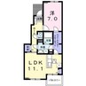 アルタイルⅢ 1LDKの間取り