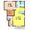 ヴィラフォンテＢ 1LDKの間取り