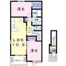 アイリスⅡ 2LDKの間取り