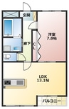 レジデンスアルタⅡ 1LDKの間取り