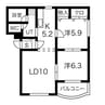 ミヤビタウンＢ 2LDKの間取り