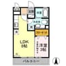 クレール シャンブル 1LDKの間取り