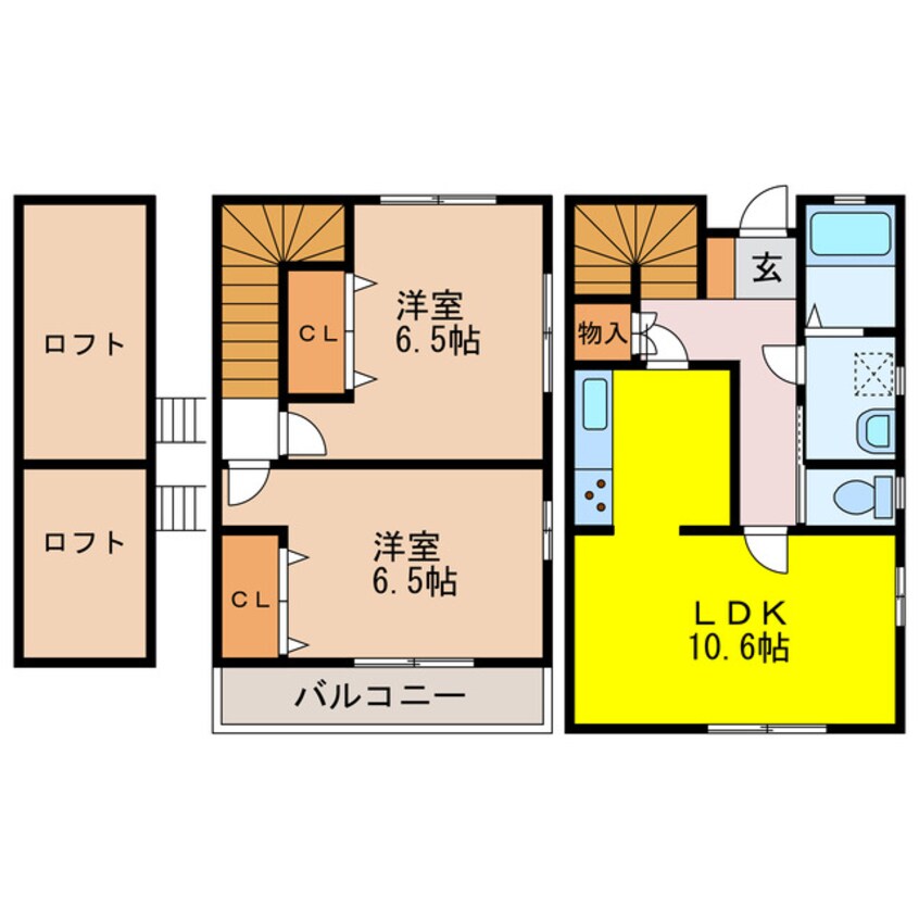 間取図 さつき3丁目メゾネット