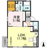 ボーディ醍函 1LDKの間取り