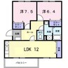 プレイスガーデン 2LDKの間取り