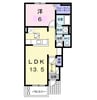 ルーベル春日Ｄ 1LDKの間取り
