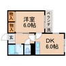 ロコガーデン 1DKの間取り