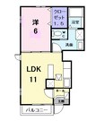 アメニティーハイツ川島Ⅱ 1LDKの間取り