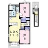 カーサ・アンジェリカⅡ 2LDKの間取り