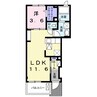 クラール木太Ｂ 1LDKの間取り