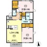 リリックガーデン B棟 2LDKの間取り