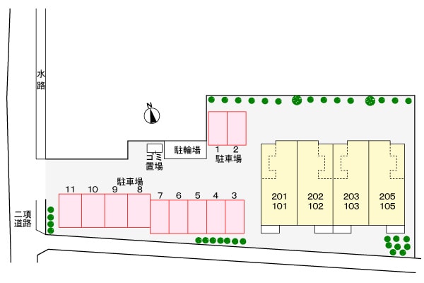 駐車場 ドエルエバーグリーンＣ