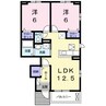 クラール木太Ｇ 2LDKの間取り
