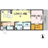 ユニヴェールⅡ A棟 1LDKの間取り