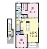 アンダンテ　イースト　Ｅ 2LDKの間取り
