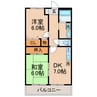 仏生山マンション 2DKの間取り