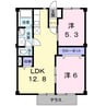 トラッド杉本 2LDKの間取り