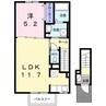 ベルエア木太Ｄ 1LDKの間取り