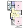 クローバー　ポンドＡ 2DKの間取り