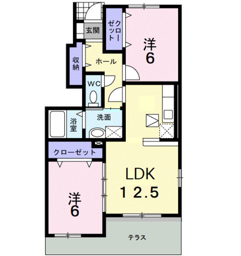 間取図 スワン　ＫＩＴＡＭＵＲＡ　Ｄ
