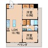 アルファライフ瓦町北 2LDKの間取り