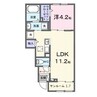 プリムヴェール 1LDKの間取り
