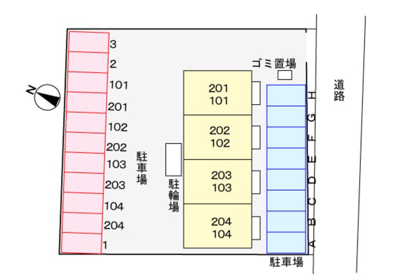 駐車場 新居アパート．Ｙ
