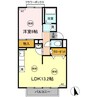 スカイコート21 B棟 1LDKの間取り
