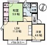 屋島フレグランス B棟 2LDKの間取り